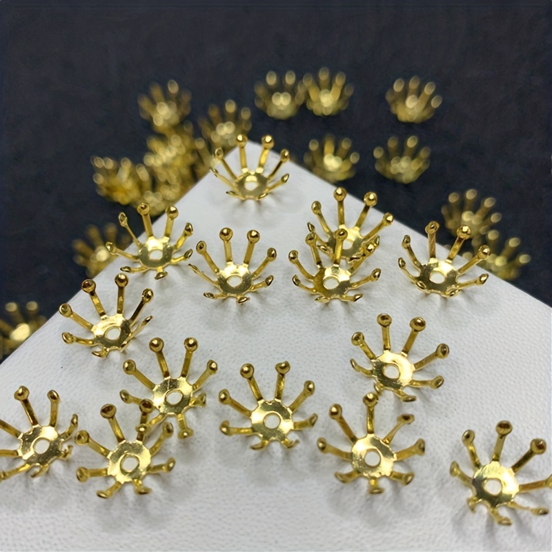 500PCS 15mm Gold Tone Flower Bead Caps Hollow Flower Bead Caps for Jewelry  Making (Gold)