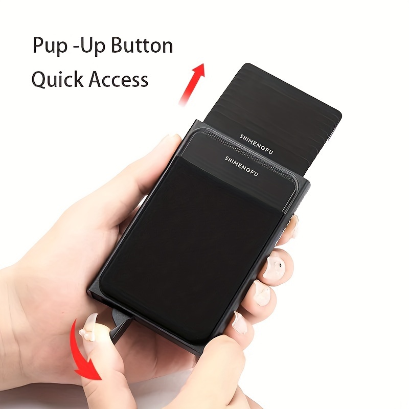 1pc Men's Anti-theft Slim Aluminum Wallet, With Elasticity Back, Pouch ID Credit Card Holder, Mini RFID Wallet, Automatic Pop Up Card Holder