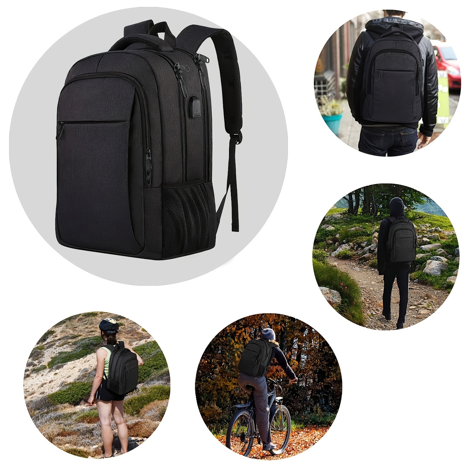 Travel Laptop Backpack with USB Charging Port - Waterproof