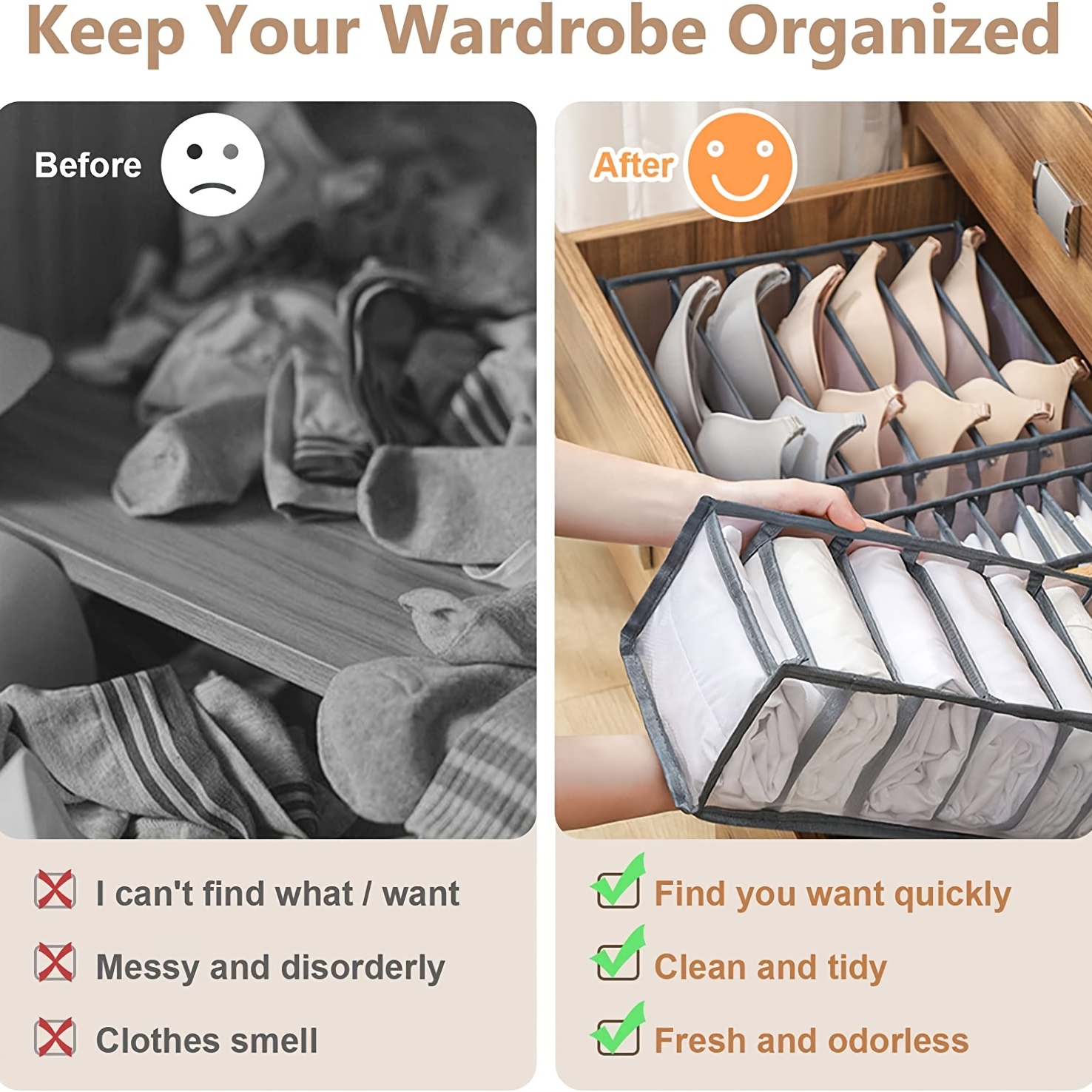 Dropship 1pc 24 Grids Home Foldable & Washable Closet Organizer For  Underwear; Socks Bra And Pantie Drawer Organizer; Household Storage  Organization to Sell Online at a Lower Price