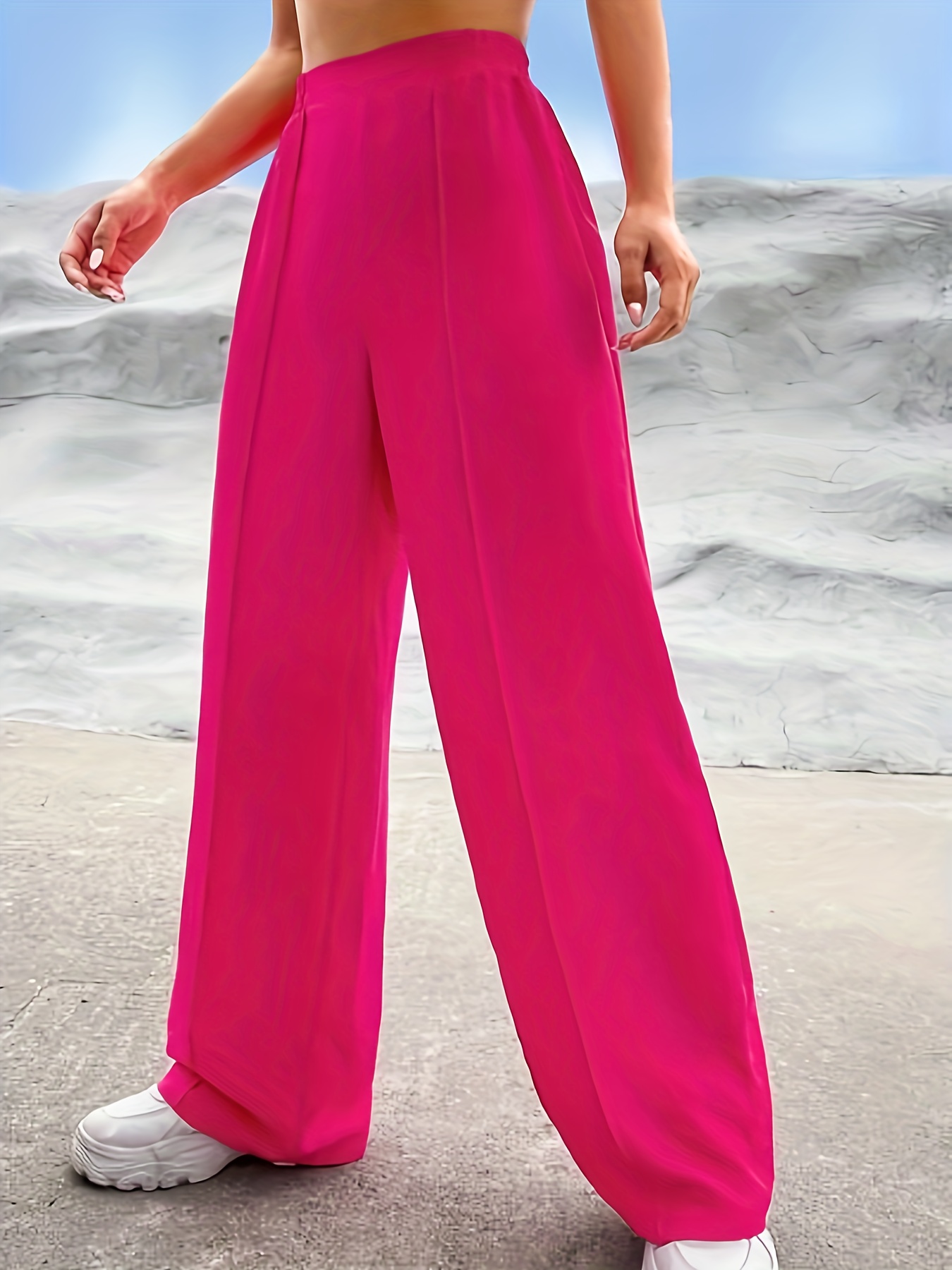 Red stitched wide leg trousers