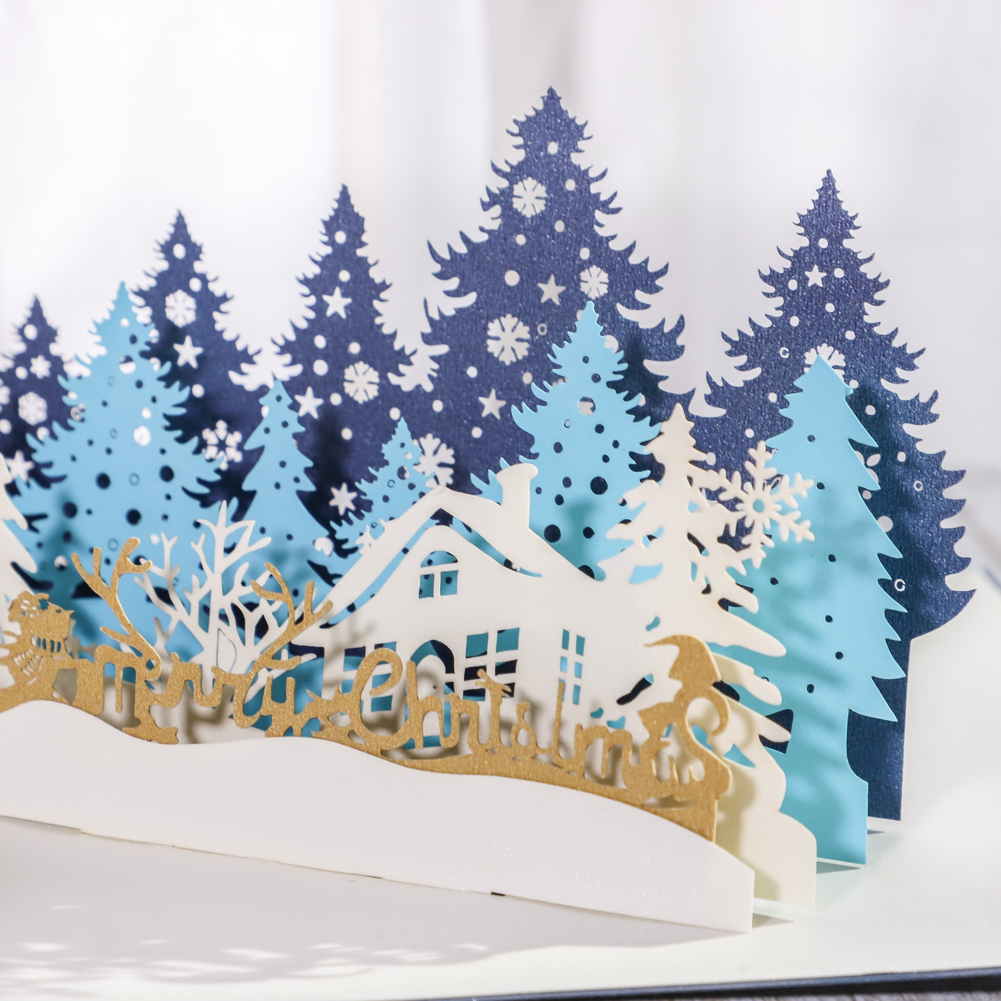 3d Pop Up Christmas Three dimensional Greeting Card Forest - Temu