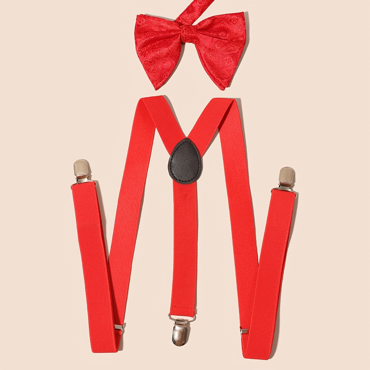 Brucle Formal Y-Shape Elastic Suspenders, Red