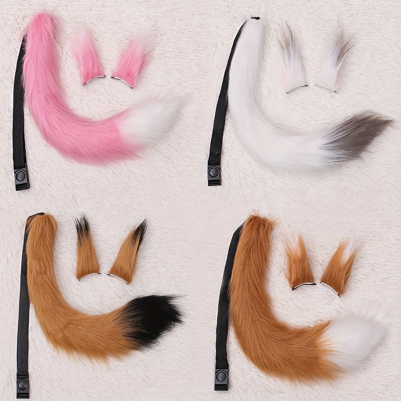 Fox Cosplay Accessories Ears Hair Clip and Tail Set