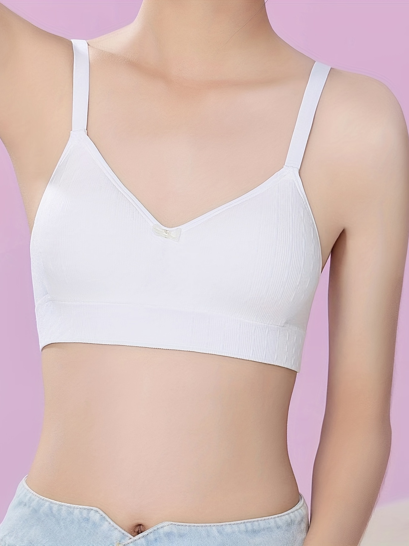 Cotton Teenager Bra Girl Thin Comfortable Small Chest Push Up Seamless  Wireless No Wire Student Girl Bras White 32/70AB