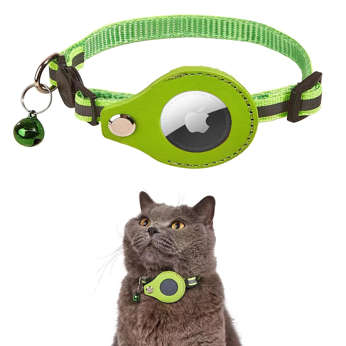 2pcs Airtag Cat Collar avec cloches, Airtag Pet Collar Localiser rapidement  le suivi GPS Collar