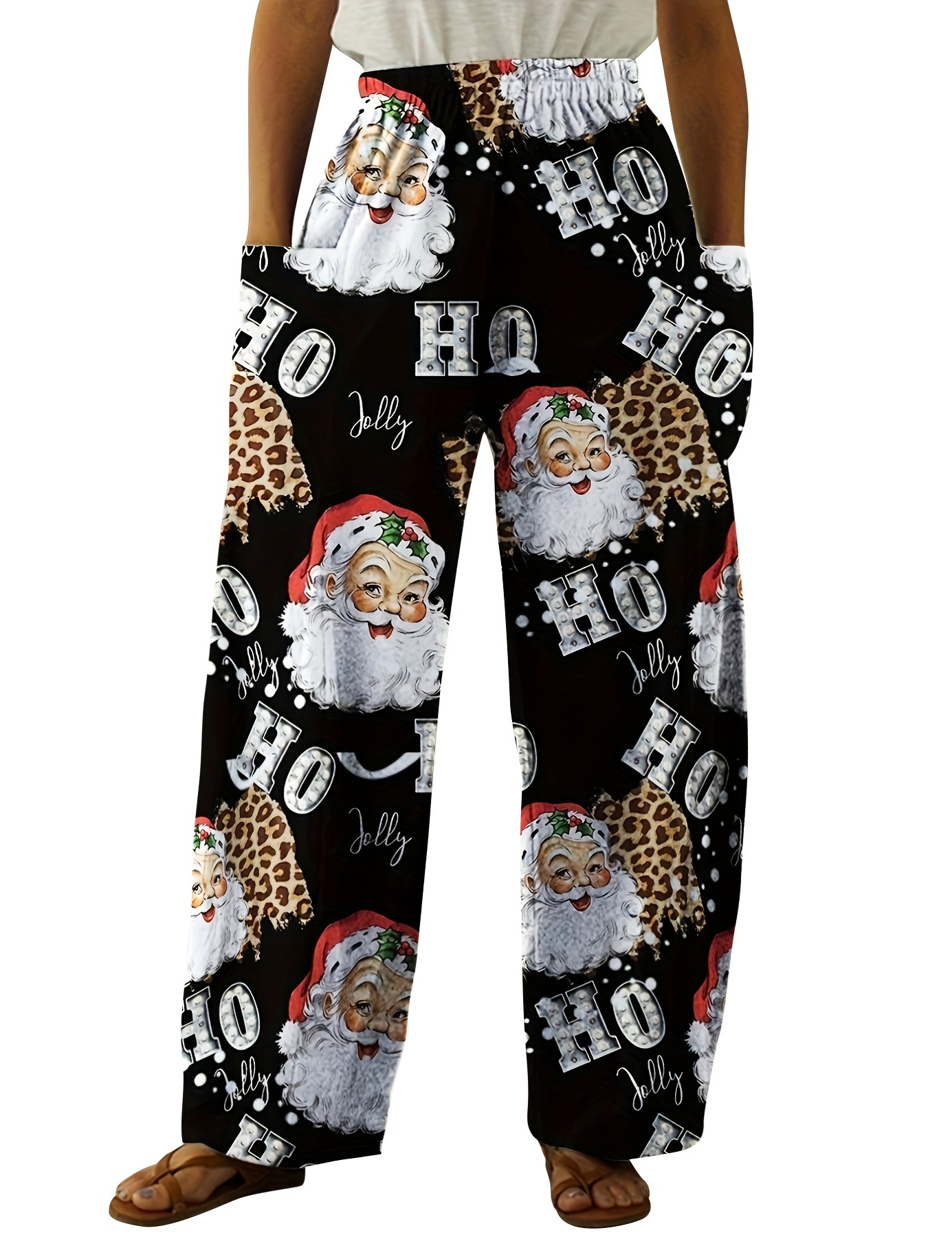 Plus Size Christmas Leggings Women's Plus Santa Claus Print - Temu