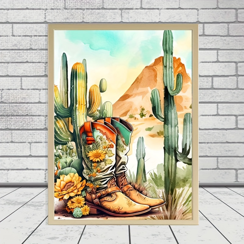 Diy 5d Frameless Diamond Painting Cactus Colorful Flowers - Temu