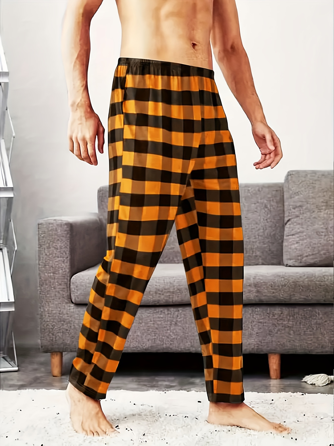 Pantalones Pijama Clásicos Cuadros Hombre Ropa Descanso - Temu
