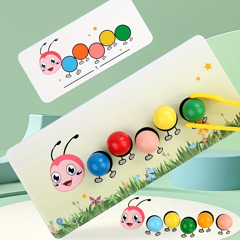 Rainbow Clip Bead Puzzle Board Game for Toddlers