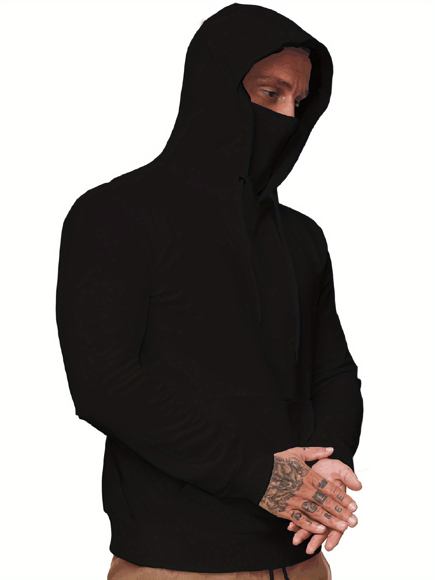 Cool Hoodies Mask Men Men's Casual Solid Pullover Hooded - Temu