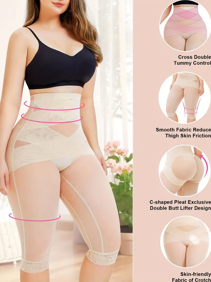 Lace Trim Shaping Shorts Tummy Control Compression Slimming - Temu
