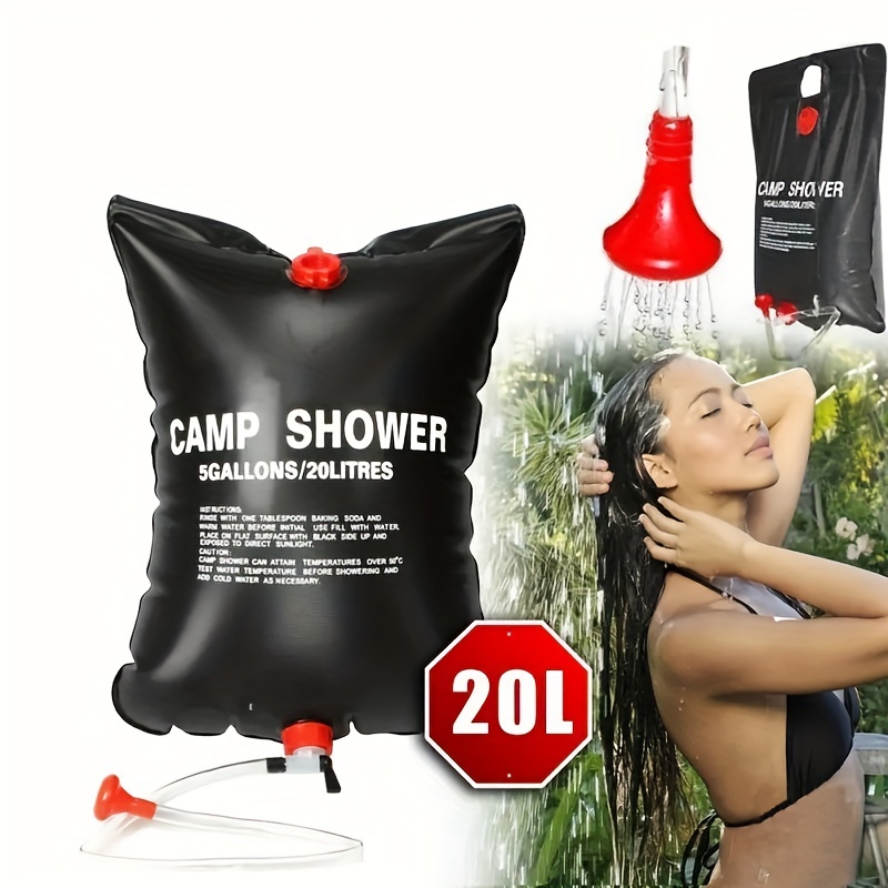 

1pc 20l Portable Camping Shower Bag - Transparent Pvc Bucket With Solar Water Heater - Ideal For Travel, Camping, Hiking - 5 Gallon Capacity