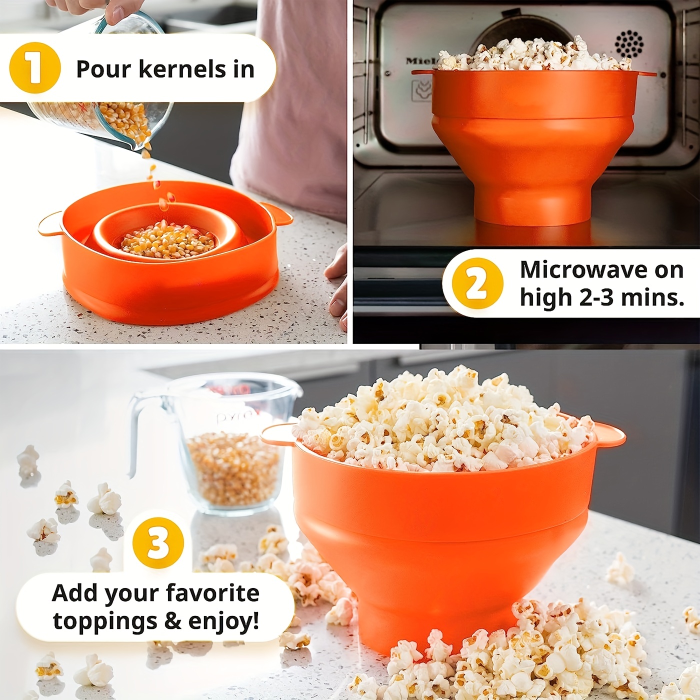 Collapsible Silicone Popcorn Maker in 2023  Microwave popcorn, Easy  popcorn, Perfect popcorn