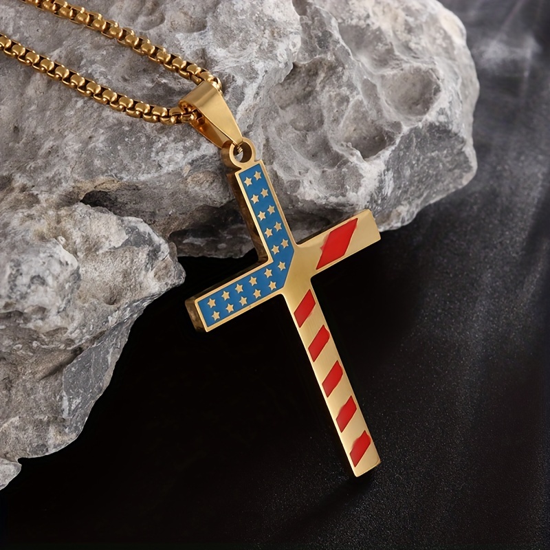 American Flag Patriotic Cross Religious Jewelry Pendant - Temu