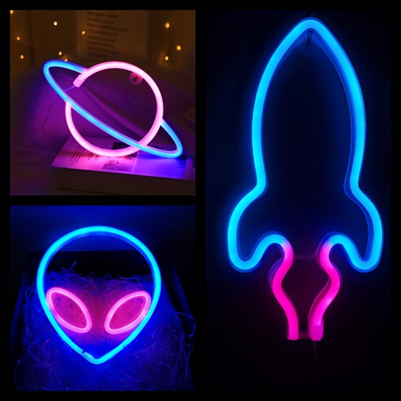 1 Pc Planet Neon LED Light Lampe Décorative Alimentée Par - Temu