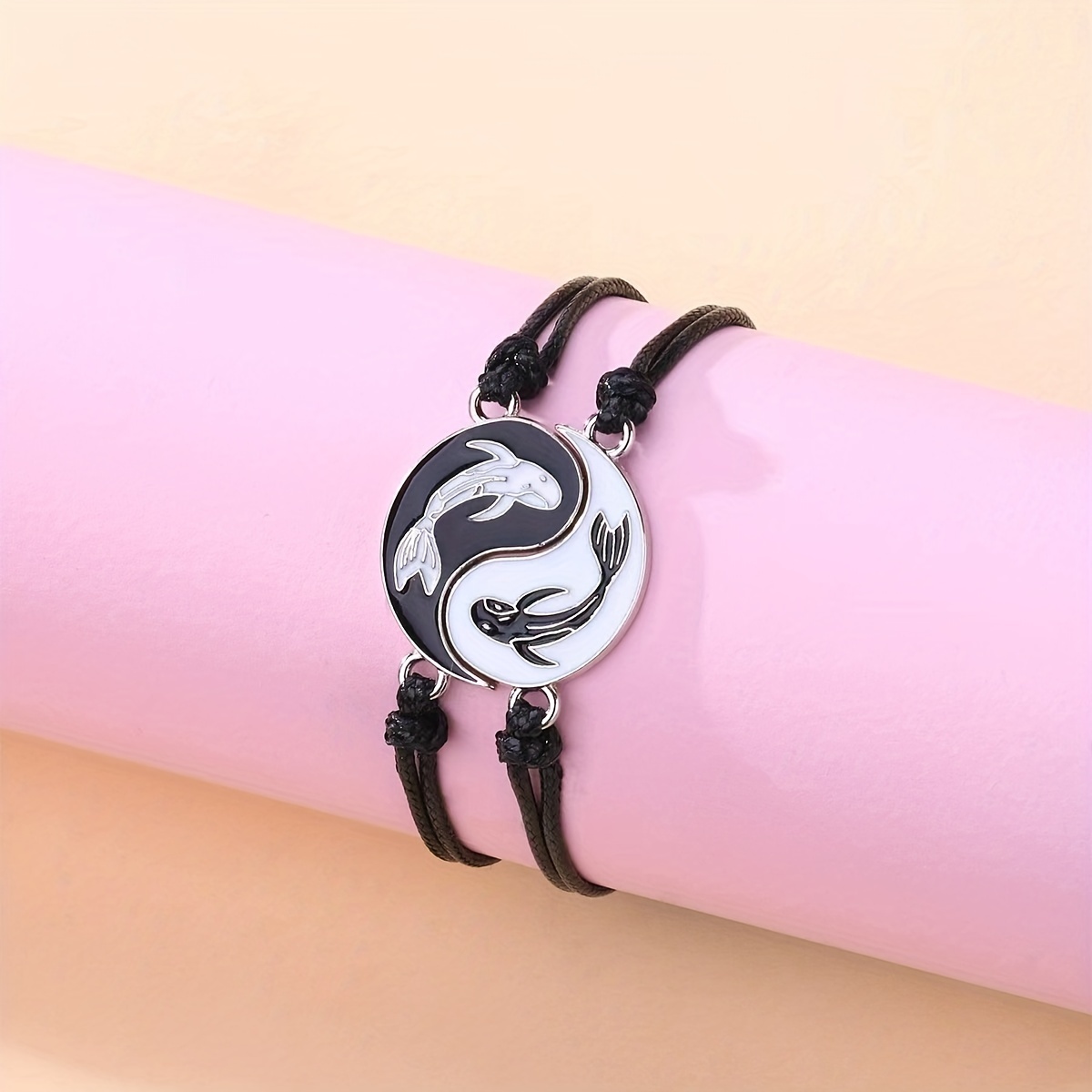 Trendy Simple Fish Detail Yin Yang Decor Bracelets Couples - Temu