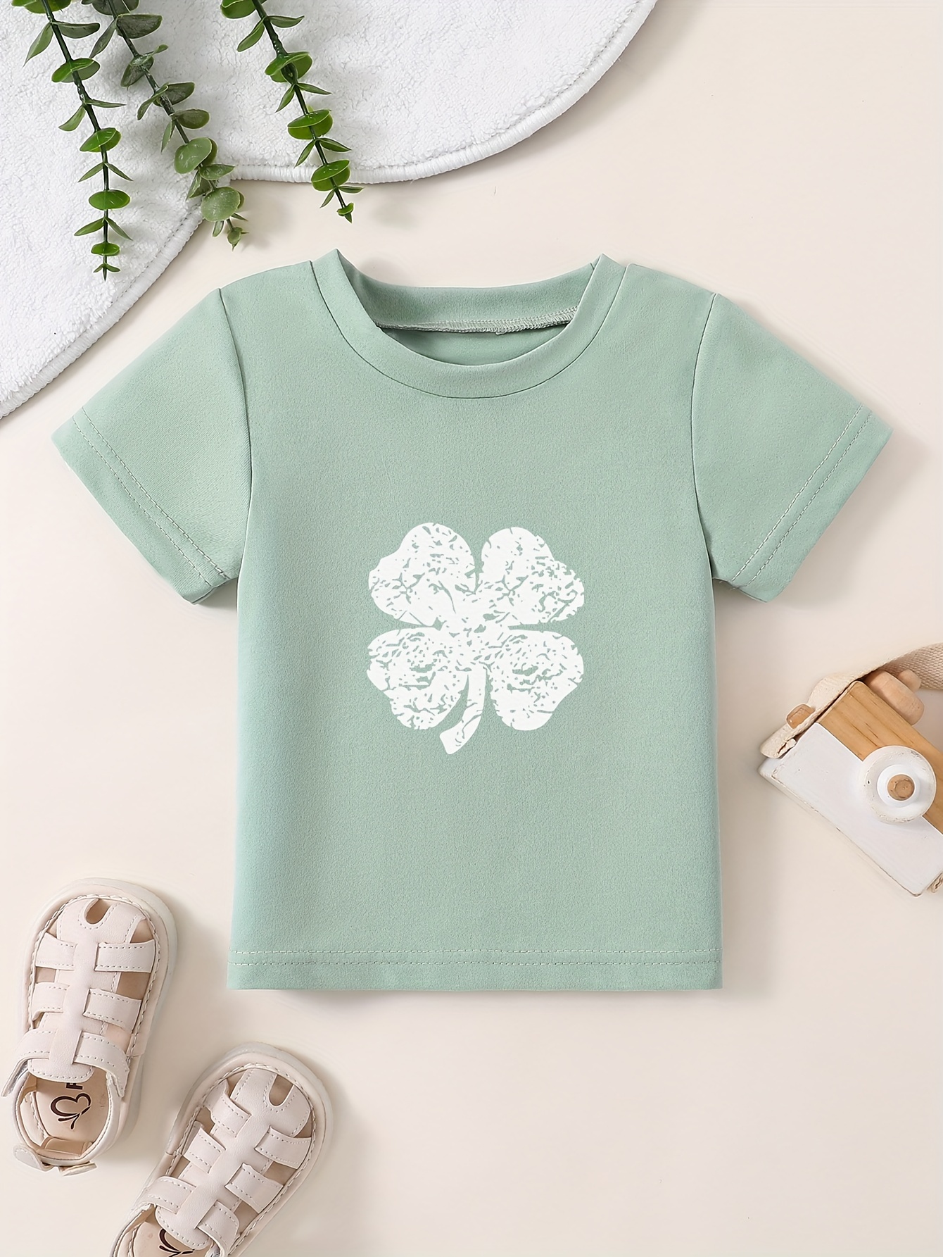 Print Crew Neck T shirt Tees Lucky Clover Girls Summer - Temu Australia