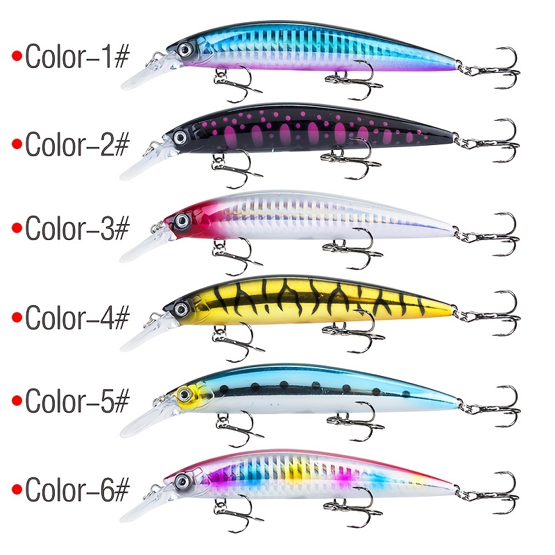 6 Minnow Fishing Lures Set 3 segments Jointed Colorful Paint Long Casting