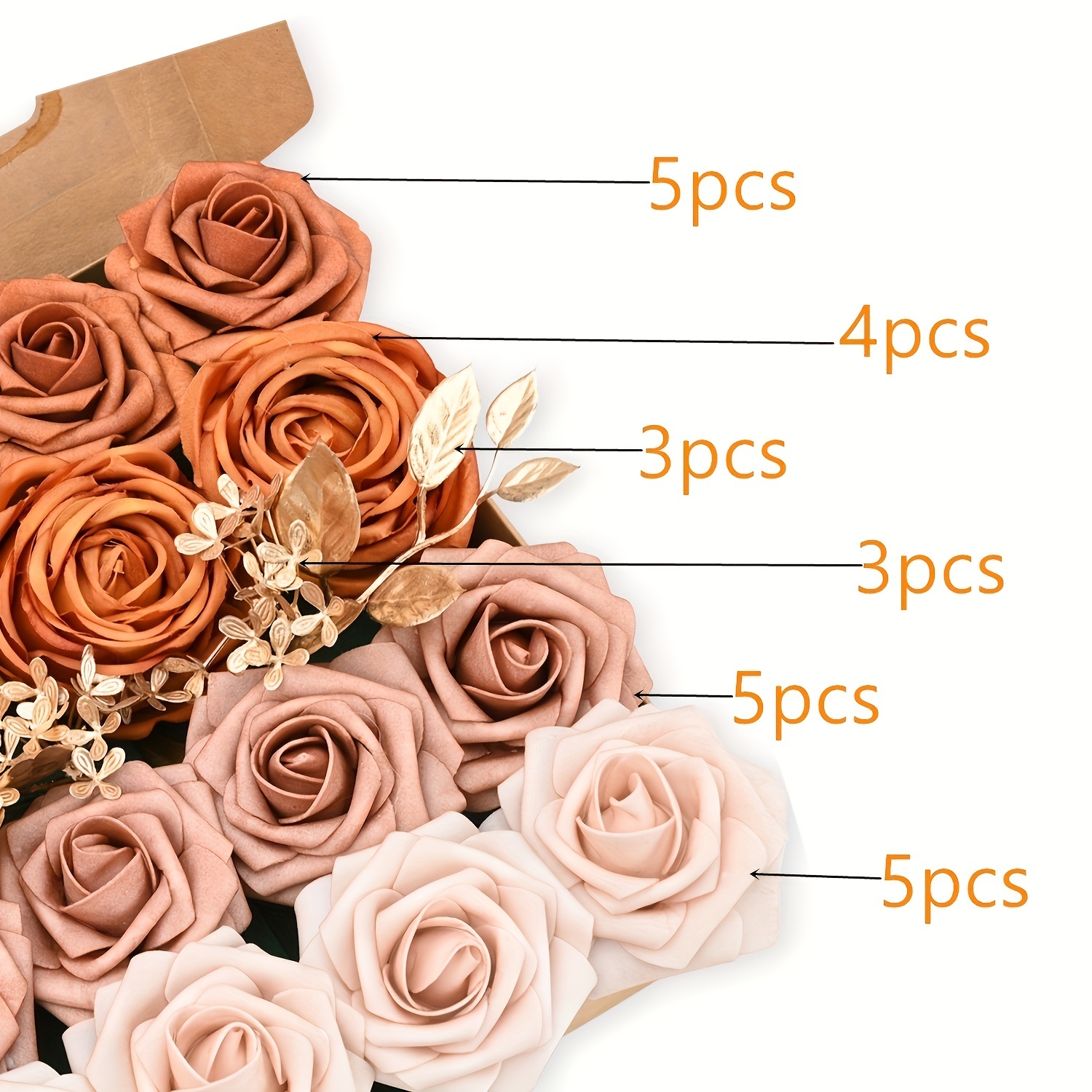 1pc Conjunto Caja Combinación Flores Artificiales Rosa - Temu
