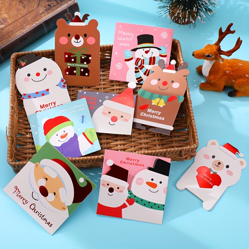 24sheets/set, Creative Christmas Greeting Cards For Cartoon Cute Mini Fold  Small Cards Gift Envelopes For Christmas, Small Business Supplies, Thank Yo