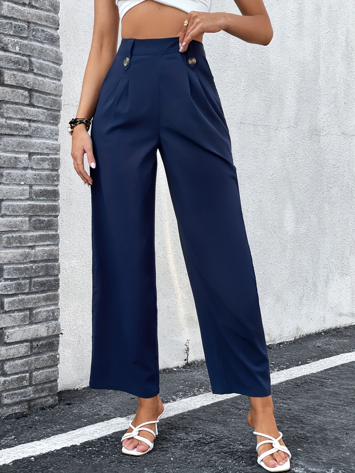 Pantalon palazzo con online botones