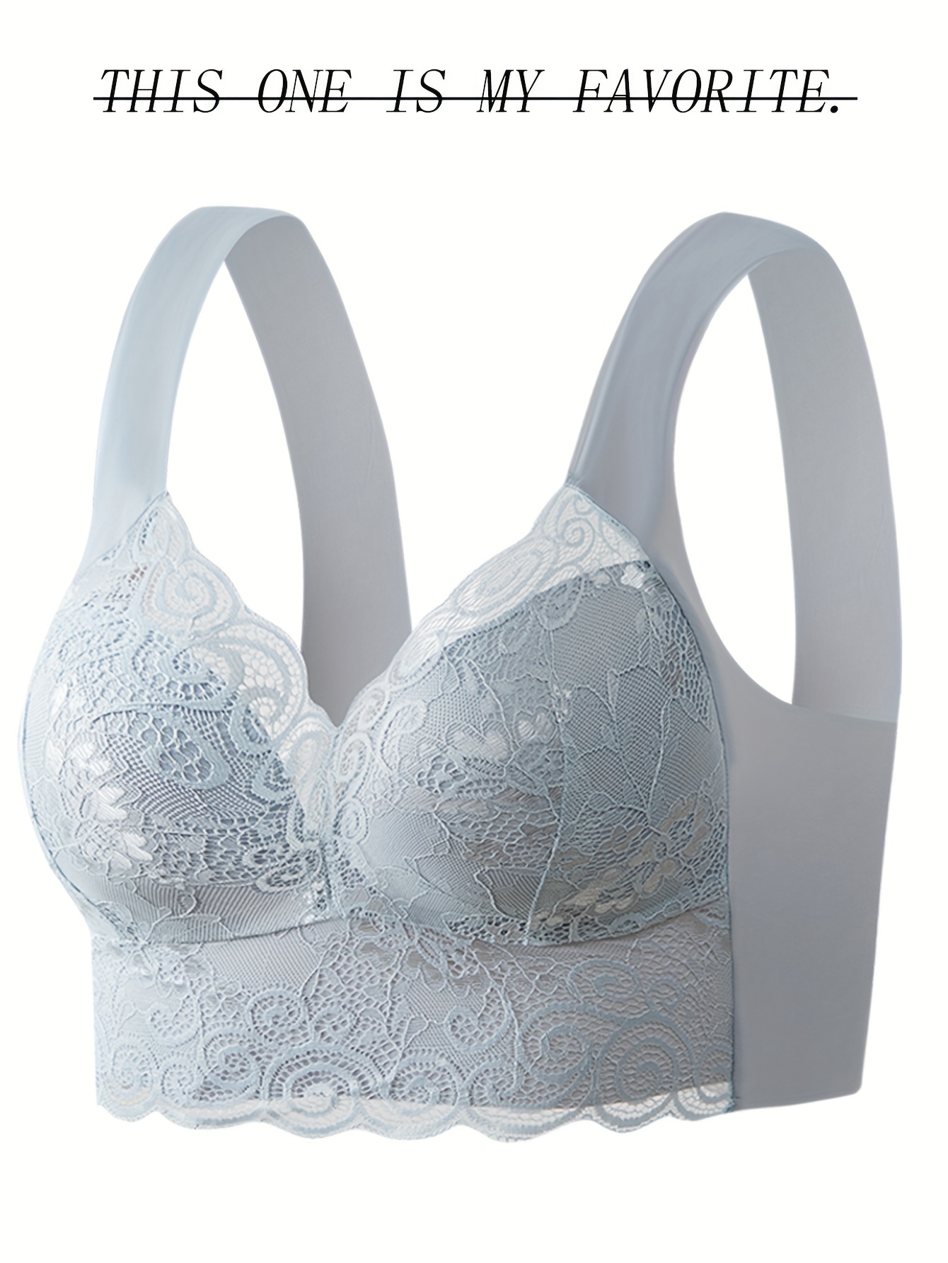 Women's Lace Bra with Front Closure and Thin Straps - White