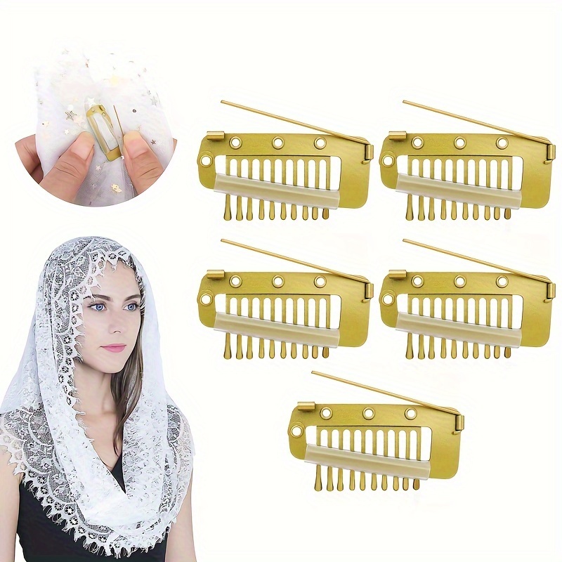 Chunni Dupatta Clip With Safety Pins, 10-Teeth Strong chunni Grip Hair  Clip, Duppatta Hack Hijab Tikka Setting Grip Clips for Women (24PCSMixed  color)