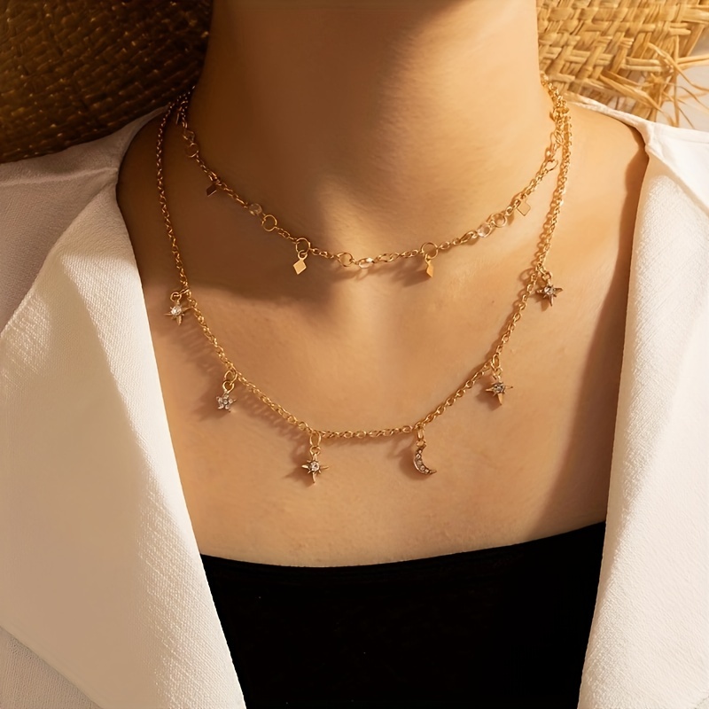 Simple Cute Necklace Moon Star Love Necklace 3pcs Daily Neck Jewelry For  Women - Jewelry & Accessories - Temu United Arab Emirates
