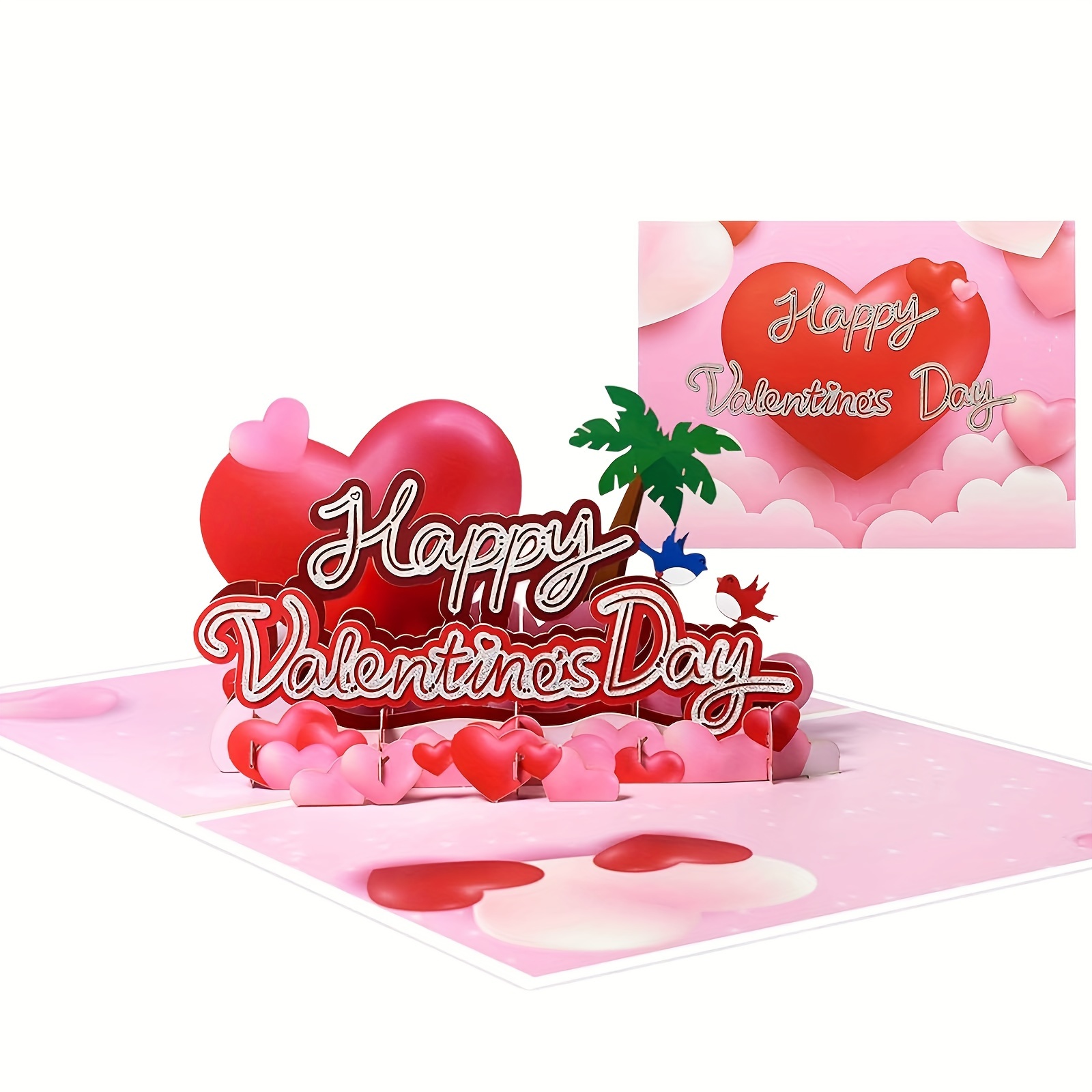 Zonon 16 Pieces Romantic Card Valentine's Day Cards Blank Heart Valentine  Note Cards Love Greeting Cards with 16 Pieces Pink Envelopes for Wife