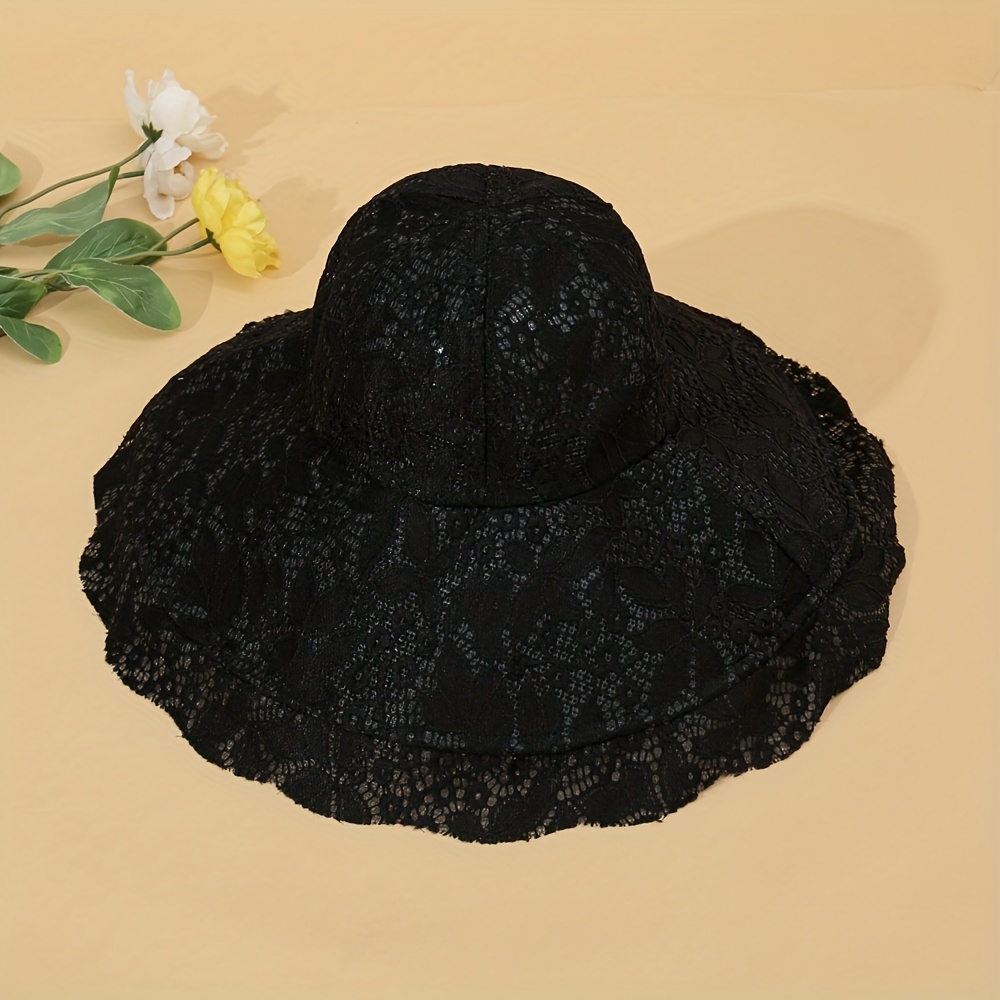 Wode Bim Lace Bucket Hat Elegant Breathable Basin Hat Solid - Temu Canada