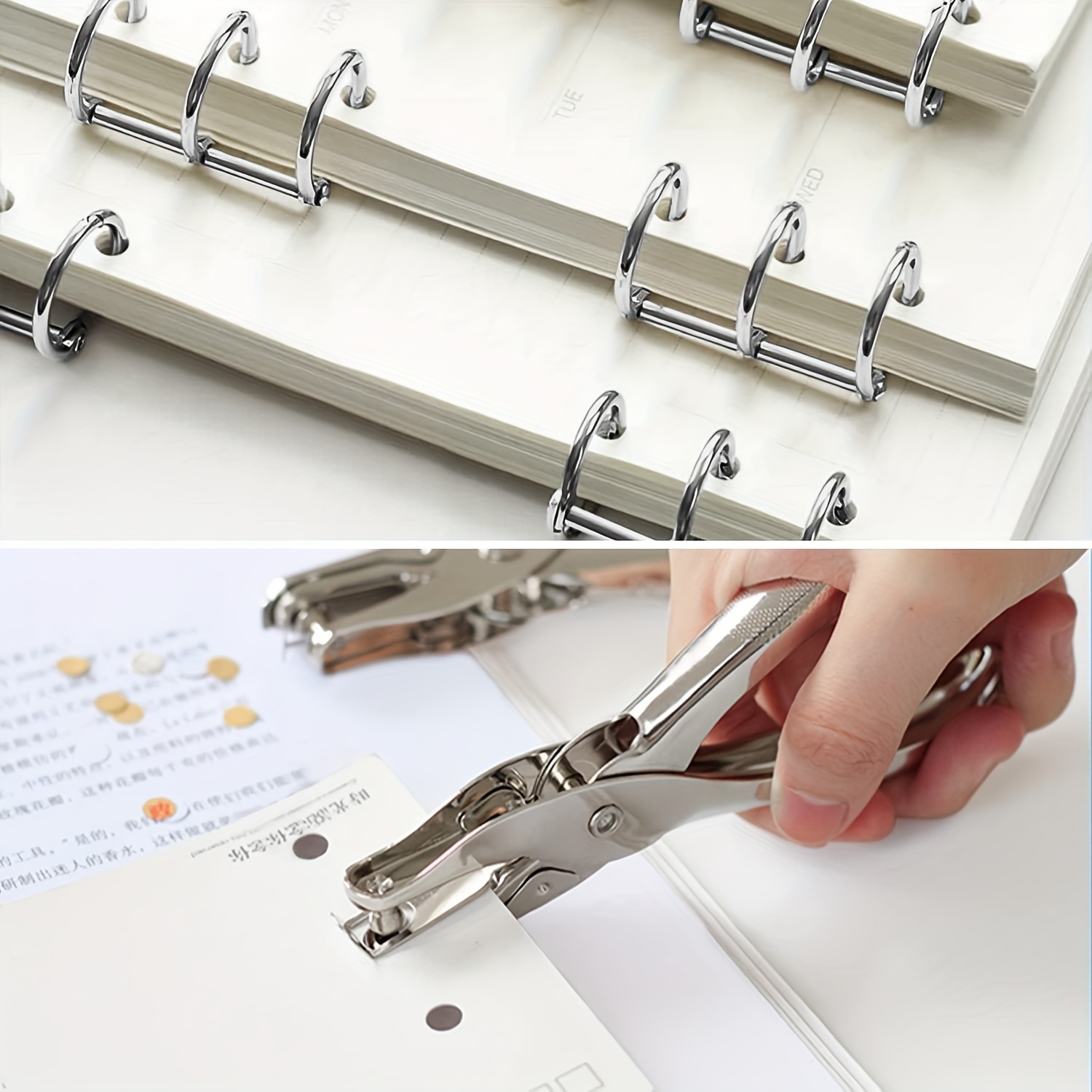 12pcs, 3 Ring Binders, Reusable Book Rings with 1 Hole Pliers for Office,  School, Home, Family, DIY Scrapbook, Album, Notebook, Index Cards