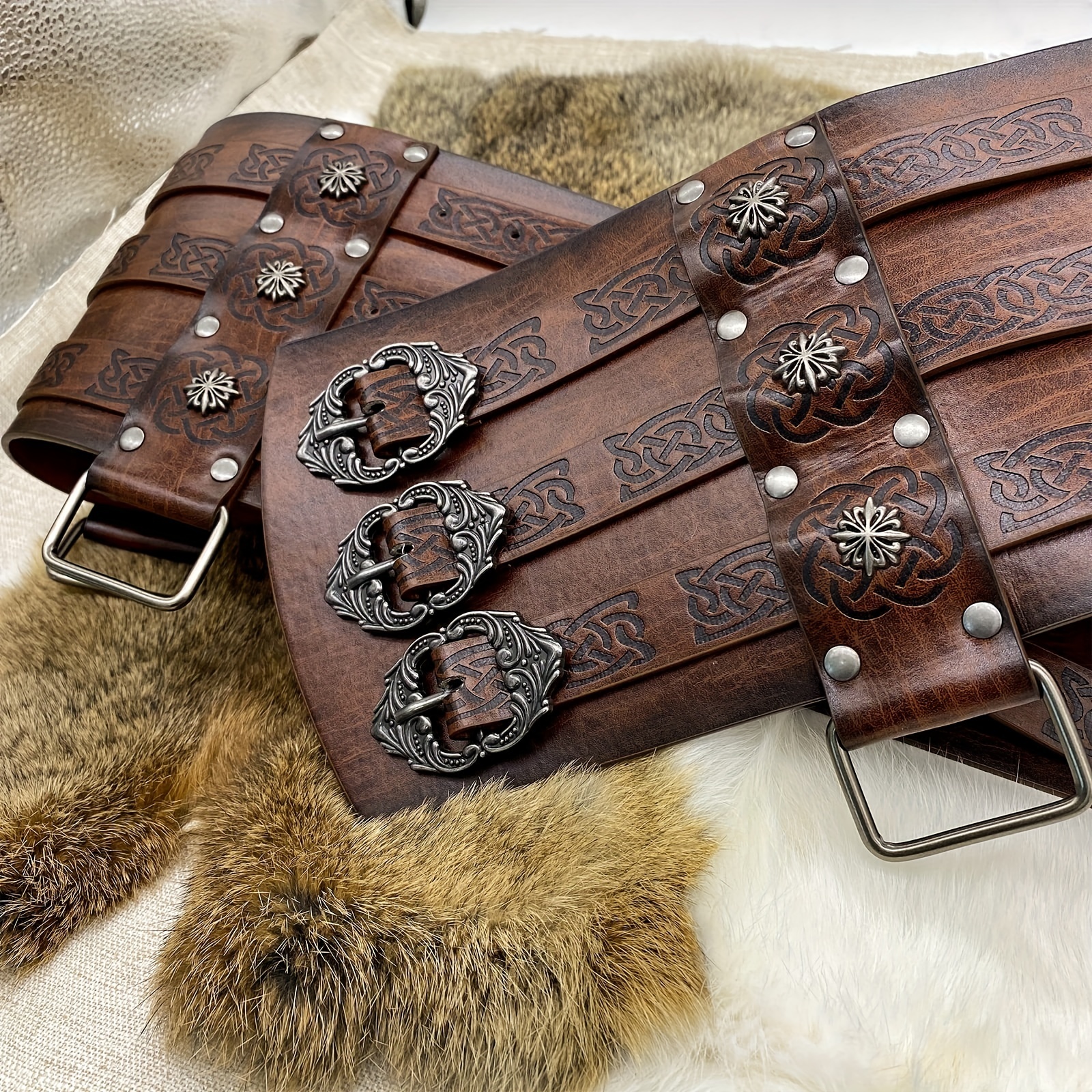 Retro Belt, Medieval PU Leather Armor Adjustable Wide Belt Waist