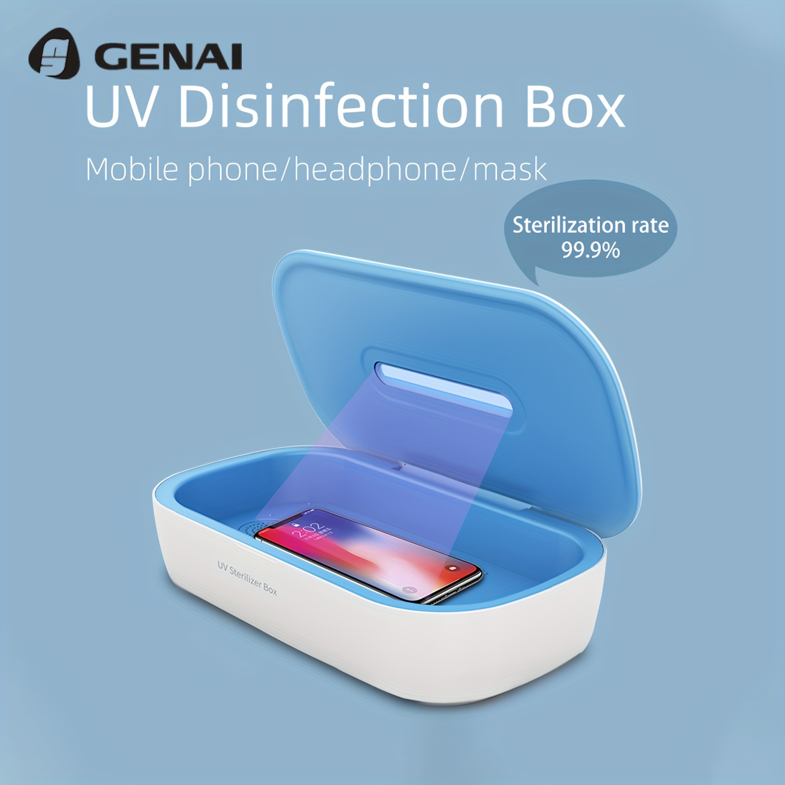 Caja desinfectante de luz UV Esterilizador UVC para teléfono Limpieza  ultravioleta 99.99% para cepillo de dientes, joyería, gafas, herramientas  de