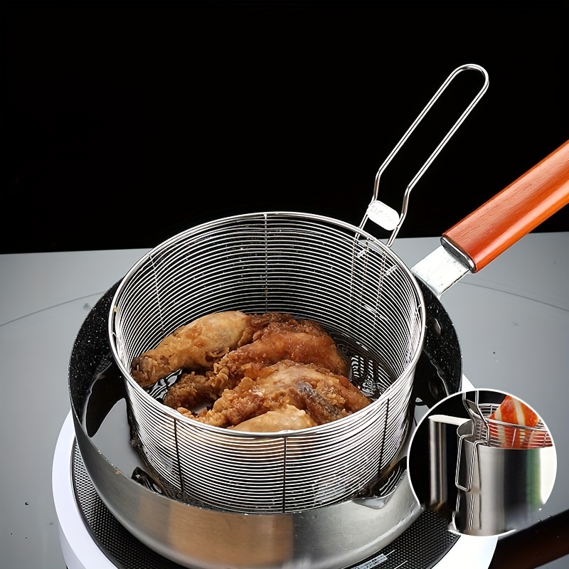 Deep Fryer Basket Frying Basket 304 Stainless Steel w/ Handle For Cooker Pot