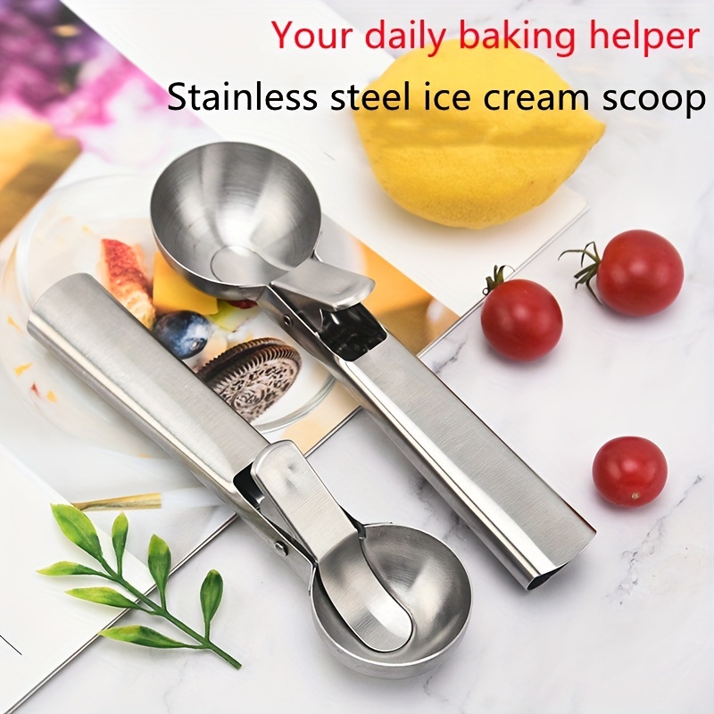 Vintage Stainless Steel Ice Cream Scoop With Trigger Large - Temu