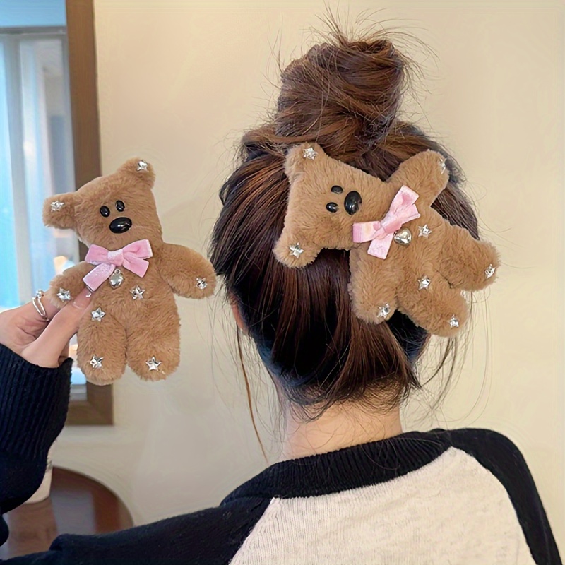 1pc 2pcs Cute Plush Koala Hair Clip Girls Small Bangs Hair