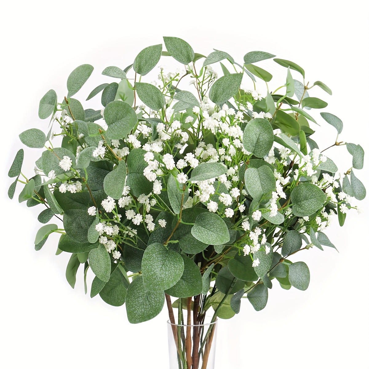 

4pcs, Eucalyptus Stems And Baby's Breath Artificial Flowers Artificial Green Bouquet For Wedding Table Centerpieces Home Decor