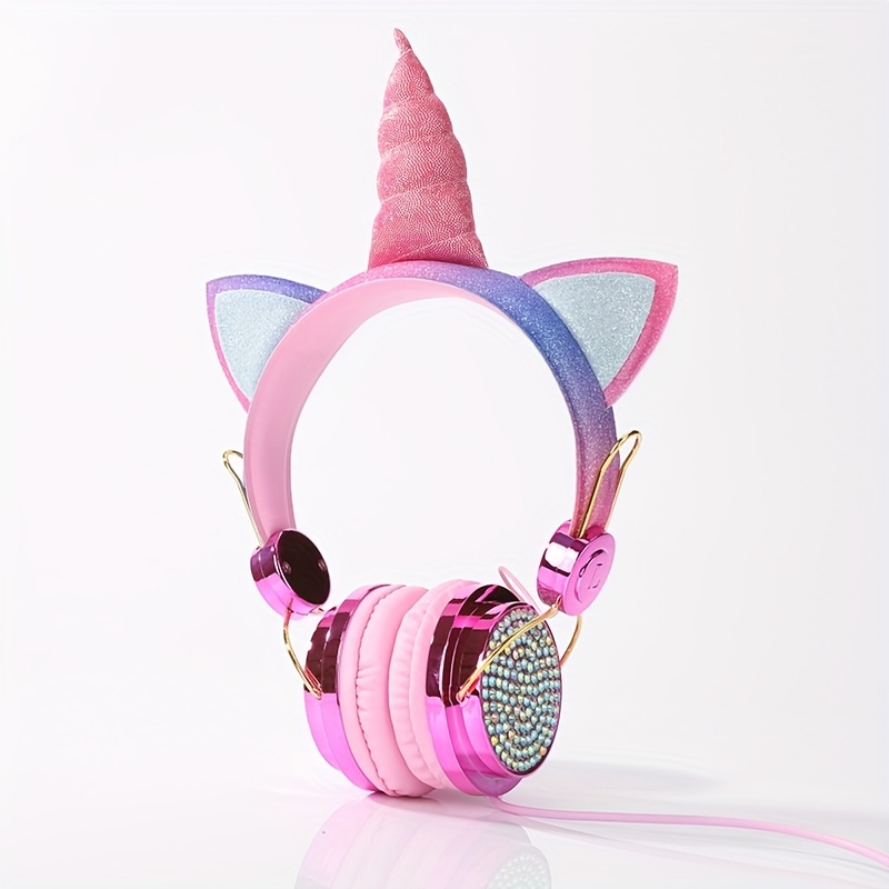 Unicornio Auriculares para niños, auriculares con cable para niñas con  micrófono para la escuela / Navidad / regalos de cumpleaños