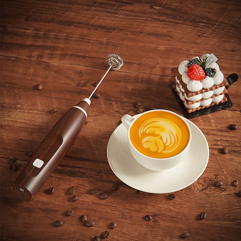 USB Rechargeable Foam Handheld Milk Frother, Drink Mixer with 2 Stainless Steel Whisks, 3-Speed Adjustable Coffee Frother for Cappuccino, Hot