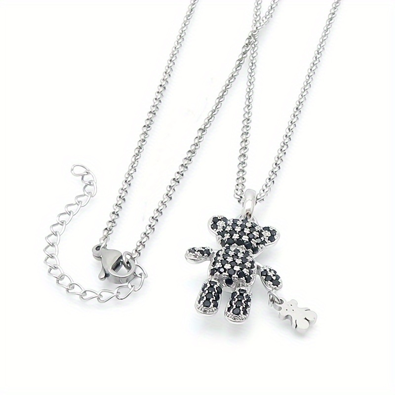 Cute Mini Plush Bear Pendant Necklaces Girls Fashion Long - Temu