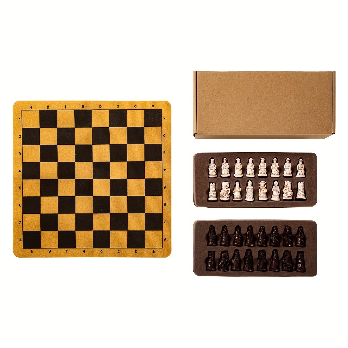 

Vintage International Chess Set: Small Faux Leather Checkerboard & Terracotta Chess Figures For Hours Of Family Fun! Halloween/thanksgiving Day/christmas Gift