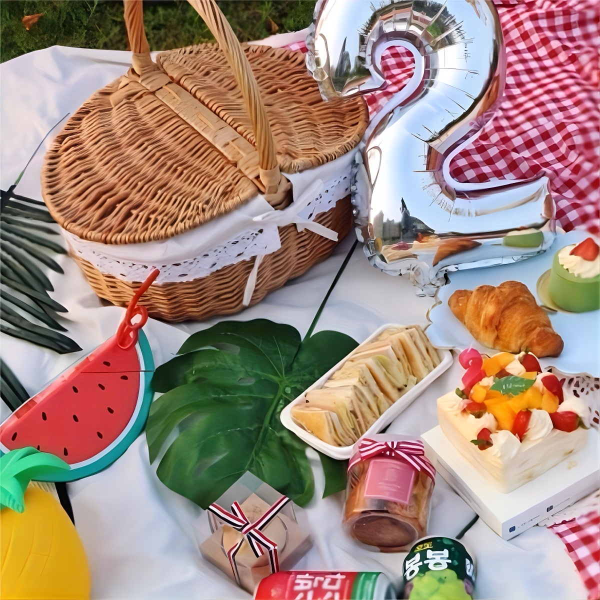 aikidio Picknickkorb Outdoor Camping-Aufbewahrungsbox Holzdeckel