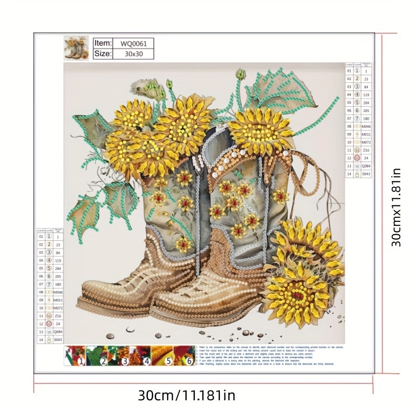 Diy 5d Diamond Painting Kit Sunflower Boots Abstract Series