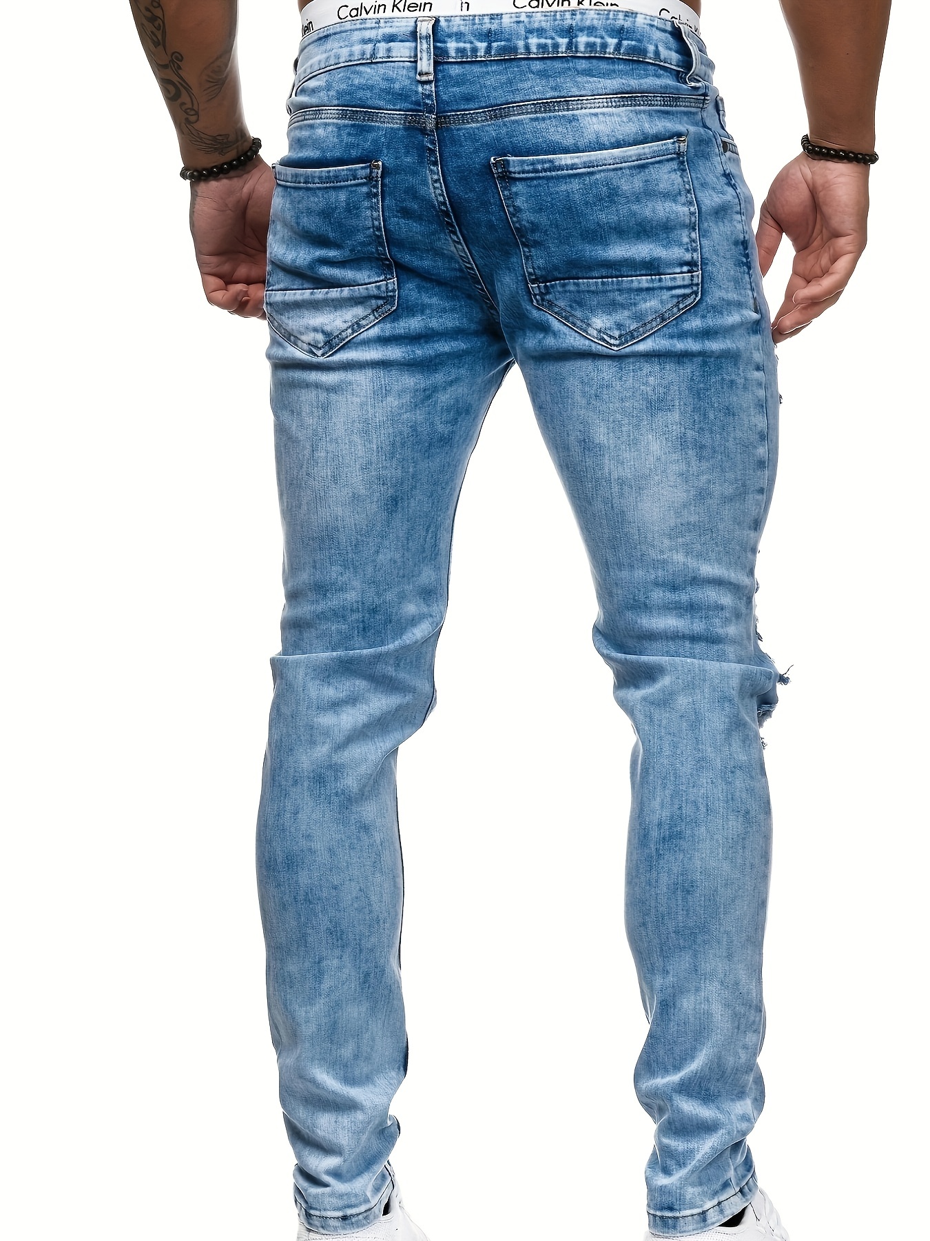 Ripped Men\'s Jeans Distressed Style - Slim Casual Fit Street Temu