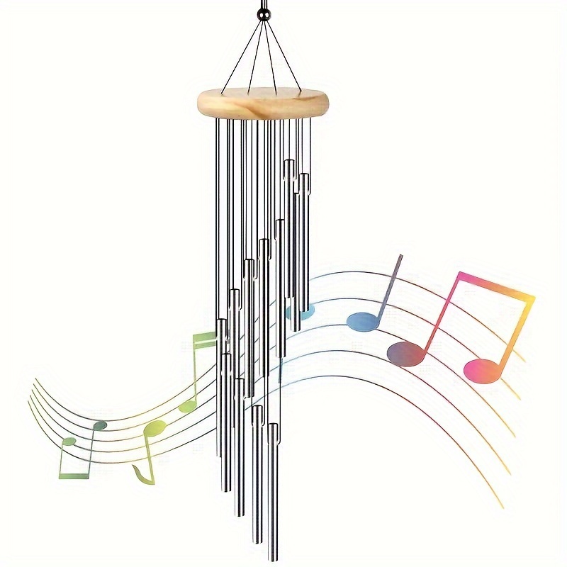 Carillon éolien en bambou avec tubes en métal, fleurs, gecko