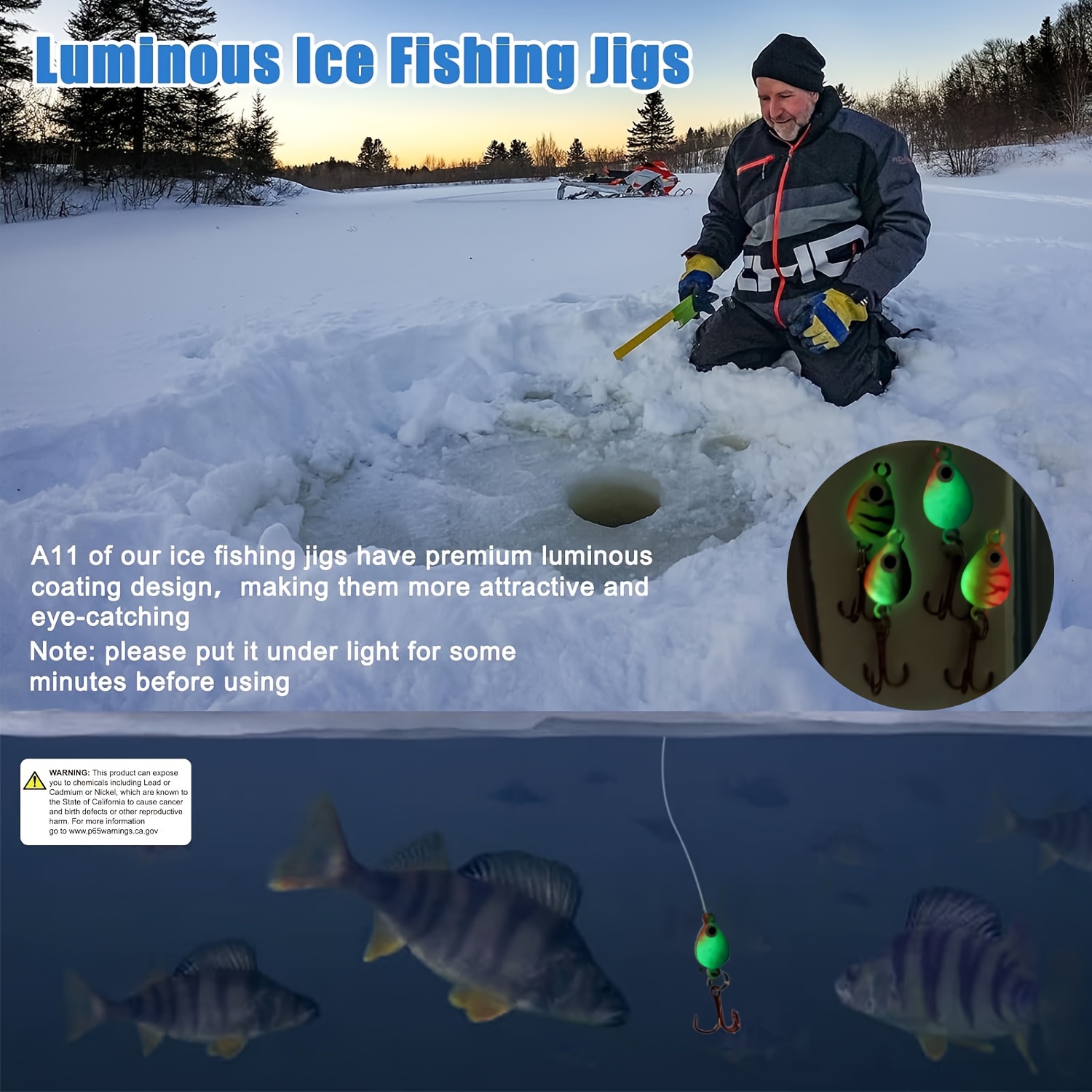 4pcs Ice Fishing Jigs, Luminous Ice Fishing Lures For Crappie Pike Panfish  Walleye Perch Bluegill, Ice Fishing Tackle