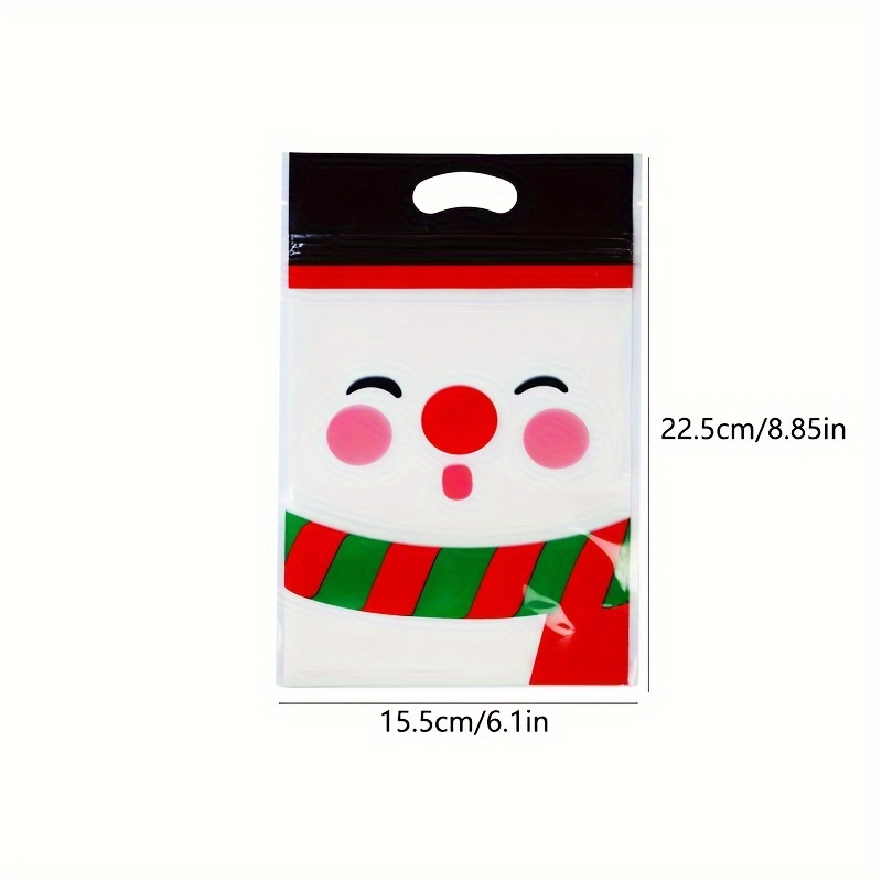StoBag 50pcs Marry Christmas Candy Packaging Ziplock Bags Snack Tote Handle  Cute Small Kids Cartoon Plastic Sealed Food Storage