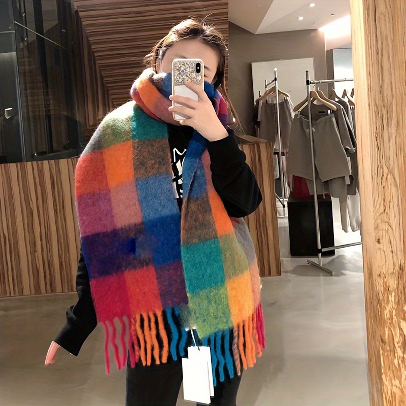 Blanket Scarf Women, Rainbow Scarf, Oversized Shawl, Warm Winter Scarf,  Gift for Her -  Canada