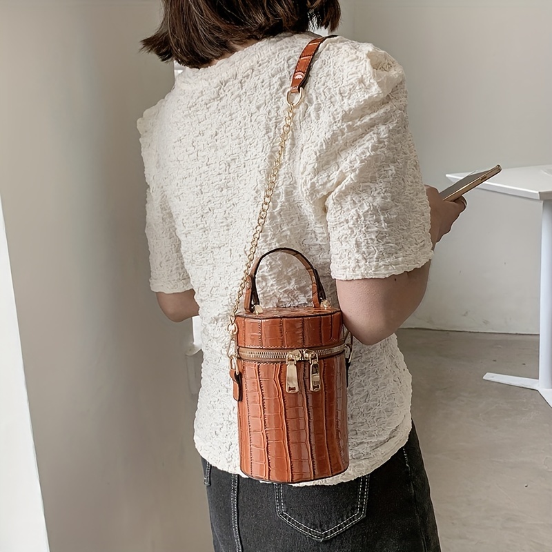 Mini Crocodile Pattern Bucket Bag, Wide Strap Shoulder Bag, Women's  Crossbody Purse (7.2*6.7*2.7) Inch - Temu Austria